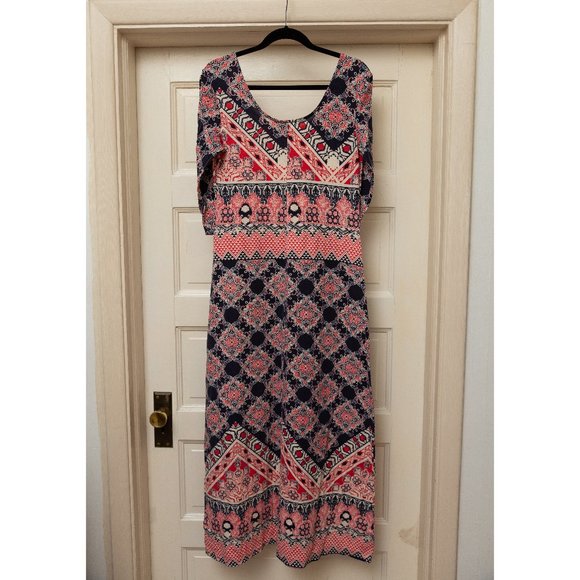 3/4 Sleeve Boho Printed Maxi Dress - Picture 2 of 4
